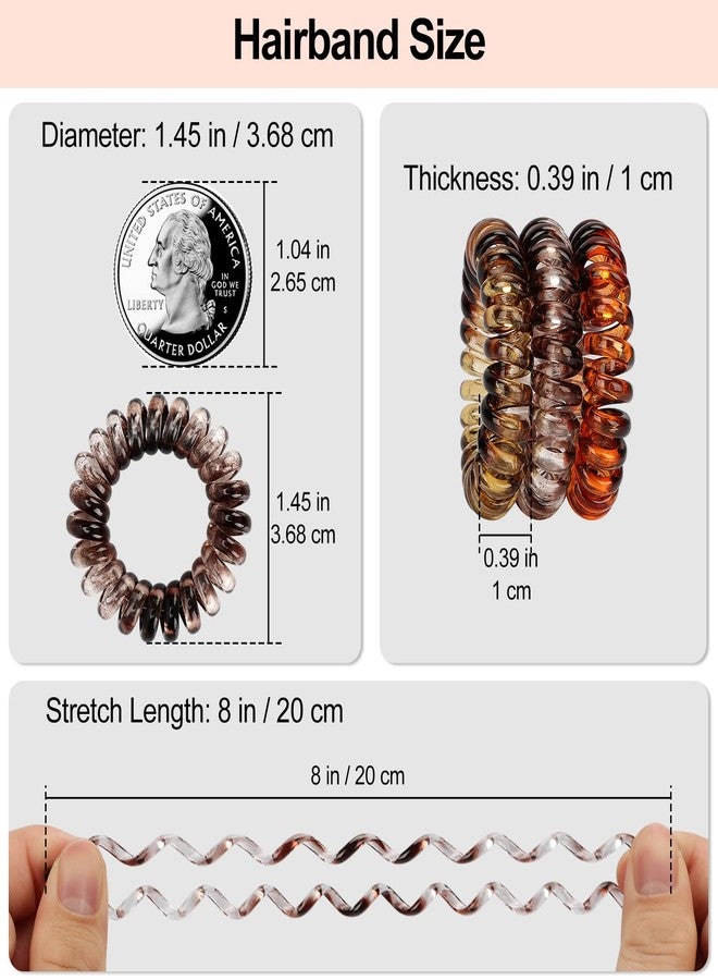 JessLab Spiral Hair Ties, 20 Pcs Traceless Phone Cord Hair Ties No Crease Spiral Bracelet Plastic Coil Ponytail Holders No-Damage Headband Hair Accessory for Girls Women Ladies Gift (Amber) - Image 3
